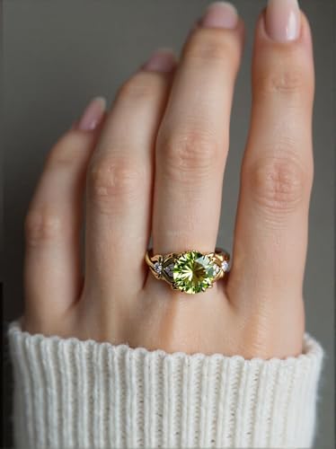 Image of Gemstone Vintage Rings for Women s925 Sterling Silver Round Cut 1.0 Carat Gemstone with Moissanite Promise Engagement Anniversary Ring for Her