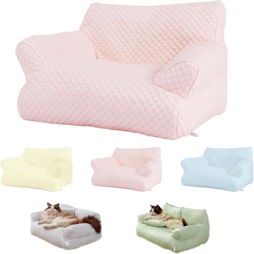 New Ice Silk Cooling Pet Bed, Dog Sofa Bed,Funny Fuzzy Ice Silk Pet Bed Breathable Washable Cat Dog Sofa Bed, Summer Anti-Slip P