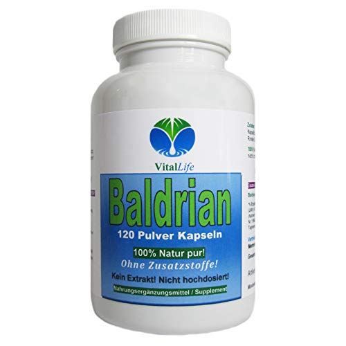Baldrian 120 Pulver Kapseln NATUR PUR. NICHT hochdosiert KEIN Extrakt OHNE Zusatzstoffe OHNE Füllstoffe. 26399