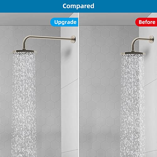 Hibbent 16 Inch All Metal Shower Extension Arm, Extra Long Shower Arm With Flange, Stainless Steel Rainfall Shower Arm Water Outlet, Wall Mounted Shower Head Extender Arm, Brushed Nickel #TOP1