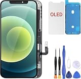 ZOETEC Display rigido OLED di ricambio per iPhone 12, 12 Pro (senza LCD) da 6,1", Full HD COF, touch screen, digitalizzatore, set completo con telaio, kit di attrezzi, adesivo impermeabile e vetro