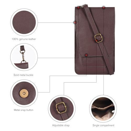 Image of Oak Leathers Small Crossbody Bag For Women - Mini Cell Phone Purse - Crossover Wallet Bag With Adjustable Shoulder Strap