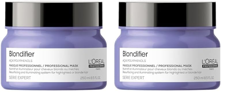 L'Oréal Professionnel, Mascarilla Reparadora e Iluminadora para Pelo con Mechas o Rubio, Blondifier, 250ml (Paquete de 2)
