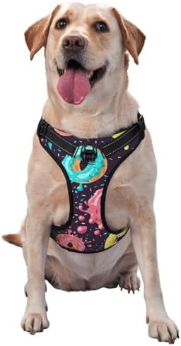 Donut No Pull Dog Harness for Large Dogs No Pull Dog Leash, Adjustable Large Dog Harness Reflective Dog Vest Harness, Easy Walk Dog Harness for Medium Dogs No Pull Pet Harness