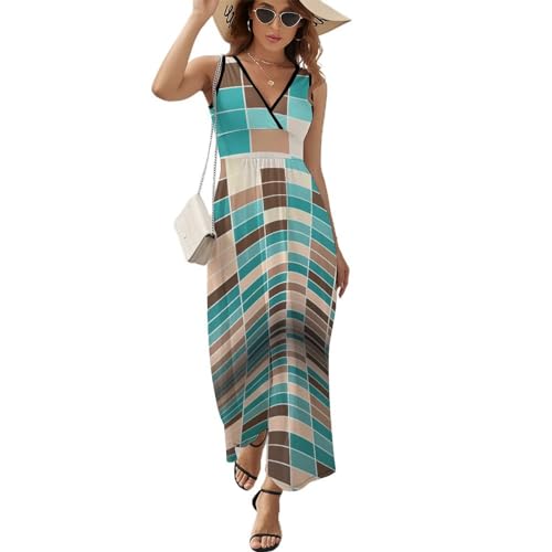 Robe longue d'été sans manches : robe maxi de plage col V décontractée pour femme