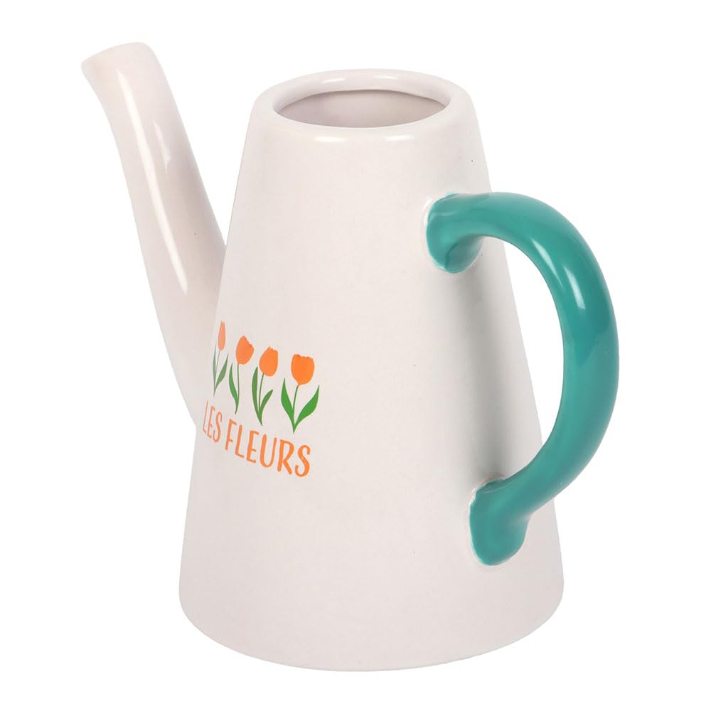 Les Fleurs Tulip Ceramic Watering Can | Floral Home Decor