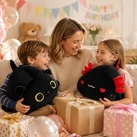 SNOWOLF Nette Katze Plüsch Umarmung Kissen Gefüllte Tiere Spielzeug, Kawaii Plüsch Spielzeug Super Soft Cartoon Wurf Kissen für Mädchen Jungen Brithday Geschenk (50cm, Schwarz) – Ansicht 6