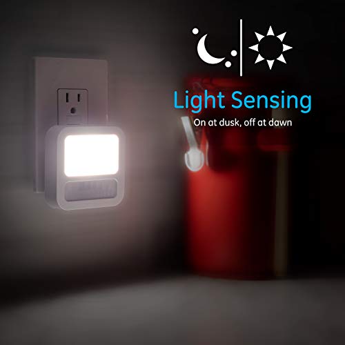 Image of GE LED Motion Sensor Night Light, Plug-in, Dusk-to-Dawn Sensor, 20 Lumens, Soft White, Ideal for Bedroom, Bathroom, Kitchen, or Hallway - 46439 (2 Pack)
