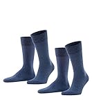 FALKE Herren Socken Happy 2-Pack, Baumwolle, 2 Paar, Blau (Navy Mel. 6127), 43-46