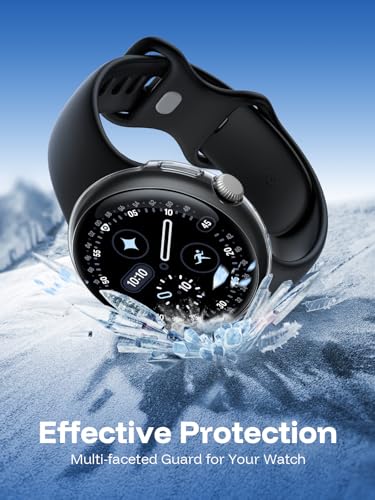 Image of Misxi 1-Pack Curved-Screen Case with Screen Protector Compatible for Google Pixel Watch 4 45mm, Highly Touching Sensitivity Cover with Tempered Glass for Pixel Watch4, Transparent