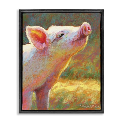 Stupell Industries 'Happy Pink Pig Sunny Farm'| Floating Frame Canvas Art