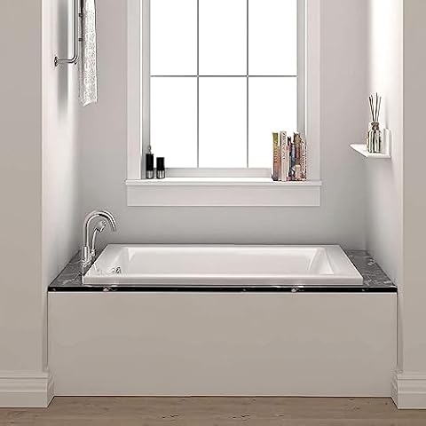 Fine Fixtures Drop In White Soaking Bathtub, Fiberglass Acrylic Material, 72"L x 36"W x 19"H. Cover