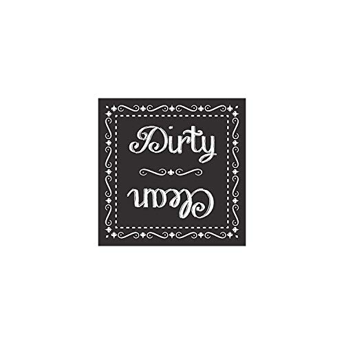 Dishwasher Magnet Clean Dirty Sign - 2.5x2.5 Inch Square Black & White Refrigerator Magnets - Chalkboard Style Funny Housewarming Gifts - Suitable for All Dishwashers!