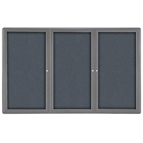 Ghent 4  x 6  3-Door Ovation Gray Fabric Bulletin Board, Gray Frame (OVG5-F91)