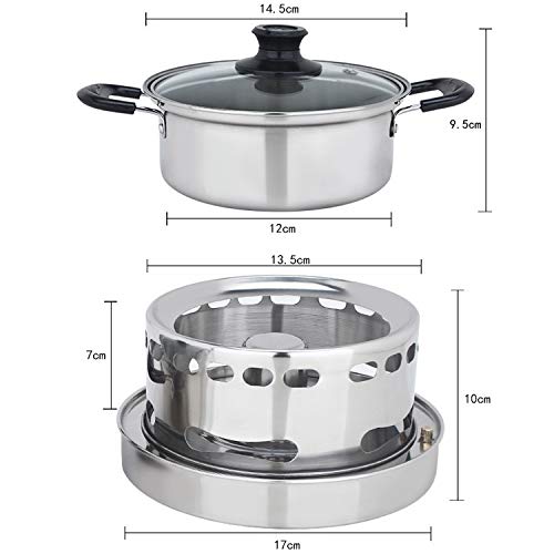 Amazon.com: Camping Accessory Portable Outdoor Stainless Steel Wick Alcohol Stove Single Small Pot Set, Size: 14cm : Sports & Outdoors