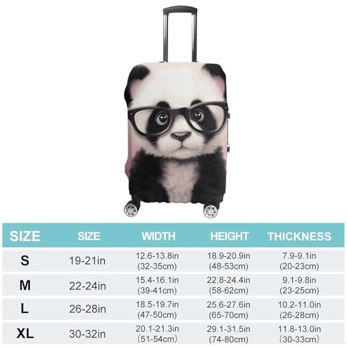 Baby Panda with Glasses Luggage Cover, Washable Elastic Suitcase Cover Protector Fit 18-32 Inch Luggage2