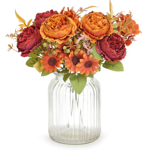 Qunwreath 2 PCS Peonies Artificial Flowers, Artificial Peonies, Silk Peonies Flowers Fake Peonies Artificial Flowers Peonies Bouquet for Centerpiece Table Wedding Party Home Decor