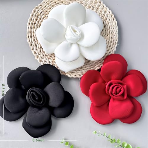 Image of Chunky Fabric Flower Brooch Pin for Women Girls Fashion Dainty Layered Rose Camellia Flowers Corsage Boutonniere Brooches Lapel Pins Elegant Wedding Holiday Party Dress Accessories Jewelry