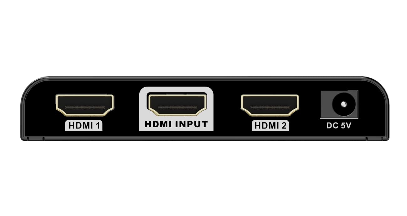 PremiumCord 4K HDMI Splitter 1-2 con Alimentatore, Custodia in Metallo, Stato LED, Risoluzione Video UHD 4K 2160p 60Hz, Full HD 1080p, 3D, HDCP, Nero