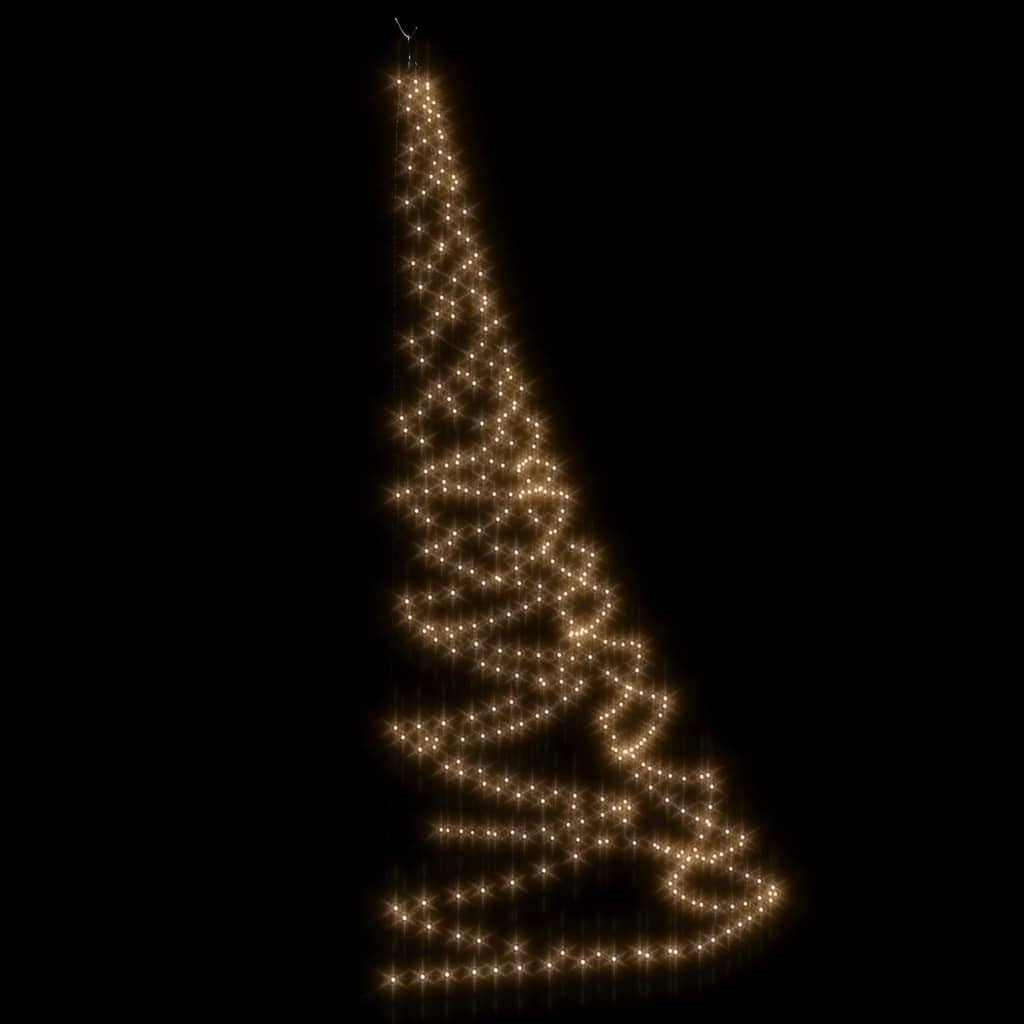 vidaXL Albero da parete a LED con ganci in metallo, 260 LED, bianco caldo, 3 m, per interni ed esterni