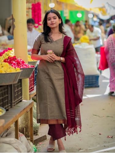 Image of ANNI Designer Women's Rayon Viscose Straight Kurta Set with Pant and Dupatta | Stylish Long Kurti Dress for Festive, Party, and Ethnic Wear