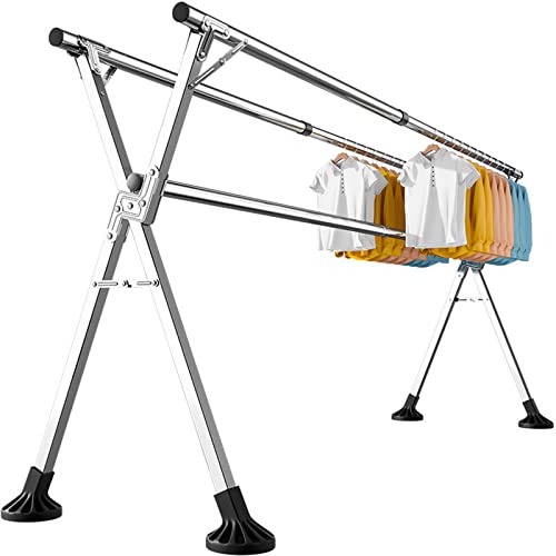 Étendoir à linge pliable intérieur rétractable en inox gain de place 150-240cm