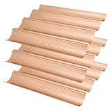 CHUENHEI 3 Stück Baguette Backblech für 4 Baguettes, Kohlenstoffstahl Perforiert Backform...