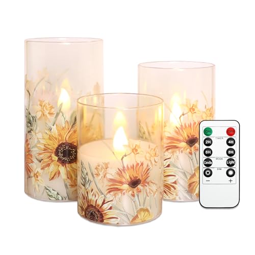 Immeiscent Sunflower Flameless Candles Set of 3