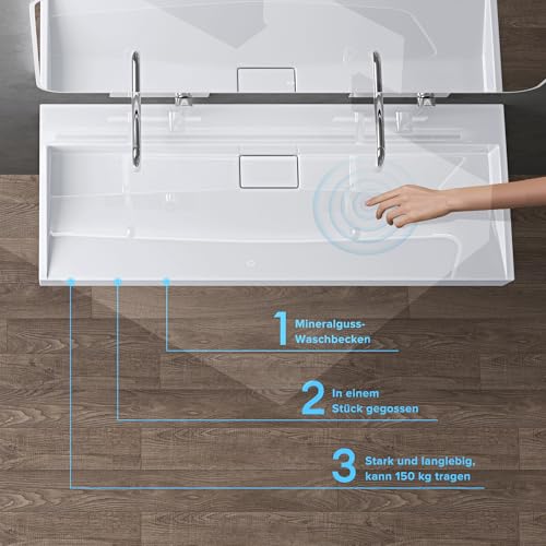 doporro Waschbecken Aufsatzwaschbecken Hängewaschbecken Waschtisch Mineralguss-Waschbecken Colossum19 ohne Armaturloch weiß matt inkl. Ablaufgarnitur