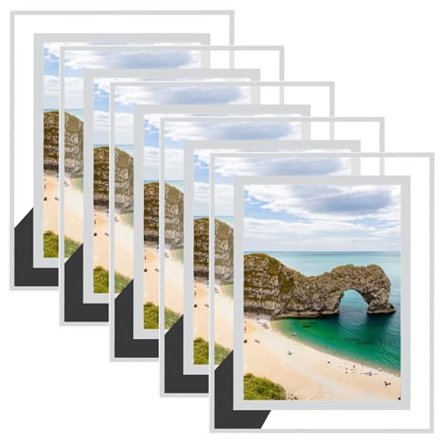 ASelected 5 Pack 7x5 Photo Frames,Silver Mirrored Glass Picture Frames Set of 5,Glass Photo Frames for Wedding Photos, Family Photos for Tabletop Display and Home Decoration