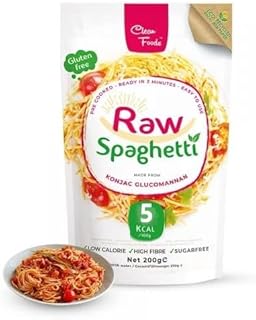 CleanFoods Rohnudeln Raw Spaghetti 200g Packung I Konjac Glucomannan l vegan glutenfrei fettfrei zuckerfrei low carb I nur 6 Kalorien je 100g I in 2 Minuten fertig (5)