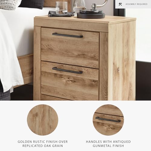 Image of Signature Design by Ashley Rustic Nightstand with USB, Brown Bedside Table