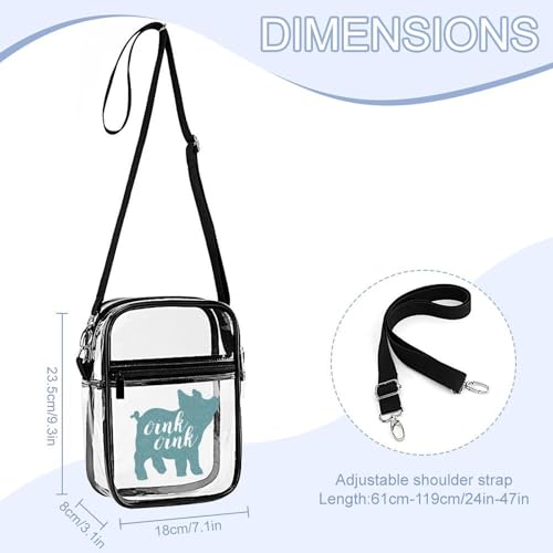 Oink Clear Crossbody Bag Stadium Bag Adjustable Side Shoulder Bags Messenger Bag with 2 Compartments2