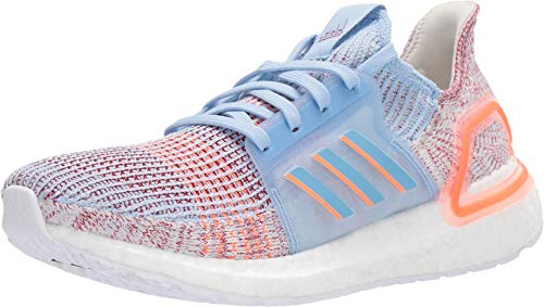 adidas Women's Ultraboost 19 Running Shoe, Glow Blue/Hi-Res Coral/Active Maroon, 10.5