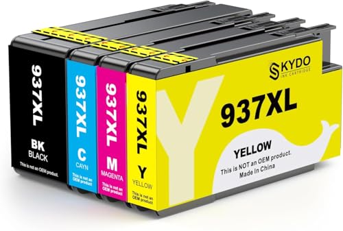 Cartouche 937XL pour HP 937 compatible Officejet Pro 9110b 9120b 9130b pack 4 encre