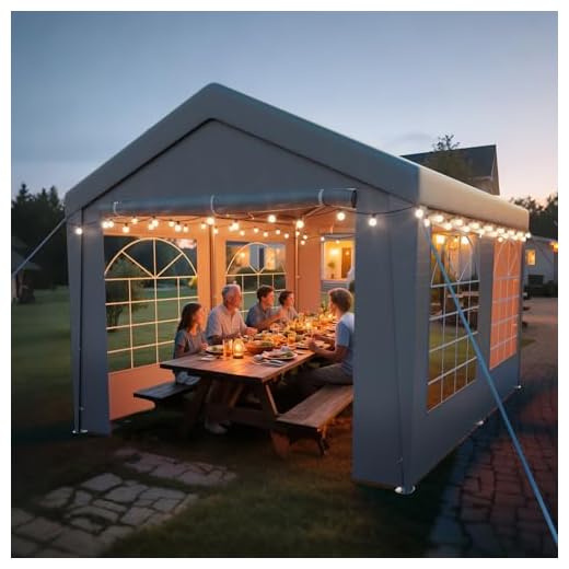 arvioo Partyzelt, Mach Dein Garten zur Partyzone, Pavillon 3x4 Wasserdicht Stabil Winterfest UV-beständig mit 2 Seitenwänden & 2 Giebelteilen, Festzelt aus Verzinkte Stahlgestänge & PE-Plane (Grau)