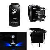 iJDMTOY Burn Ya' Bastard 5-Pin SPST ON/Off Blue LED Indicator Rocker Switch Compatible with Jeep Car Truck 4x4 Boat Work Lights, Fog Lights, Daylight DRLs, etc