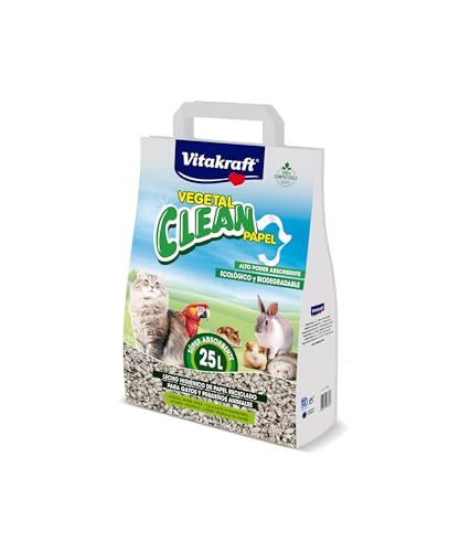 Vitakraft Vegetal Clean Papel, Streu für Kleintiere, mit Geruchskontrolle und Absorptionskapazität (1x 25l)