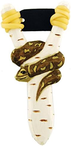 Wood Carved Snake Toy Sling Shot Slingshot, 8-inch (Style Varies)