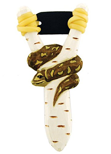 Wood Carved Snake Toy Sling Shot Slingshot, 8-inch (Style Varies)