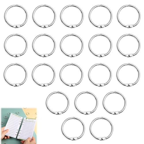20 Stück Buchringe, Binderinge, Buchbinderinge, Ring Binder, Metall Ringe, Ringbuch Ringe, Metallringe, Für Scrapbook, Memo, Ablage Schlüsselanhänger, Bürobedarf (20mm)