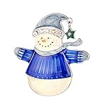 LUX ACCESSORIES White Glitters Blue Coat Smiling Snowman Star Hat Fashionable Pin