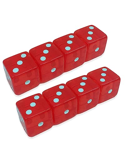 Bluemoona 10 Pcs 19Mm 6 Sided Dice D6 Rpg D&D Game Transparent Red + Bag Set #TOP5
