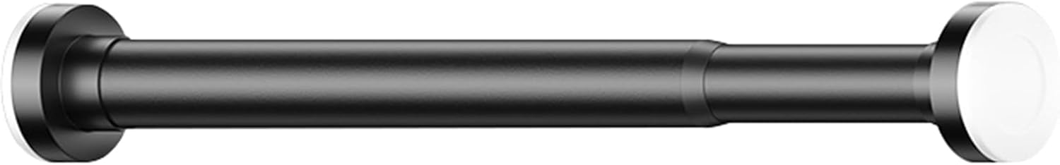 Adjustable Shower Curtain Rod, Extendable Stainless Steel Tension Rod for Bathroom & Closet, No Drilling, Non-Slip Telescopic Poles (95-155cm, Black)