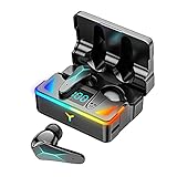 BWWNBY Wireless Earbud IPX7 Waterproof Travel with Mic Gaming Earphones HiFi Stereo Sound Touch Control Built-in Game Music 360-Degree Precise Positioning 64ms Non-Inductive Delay(Black)