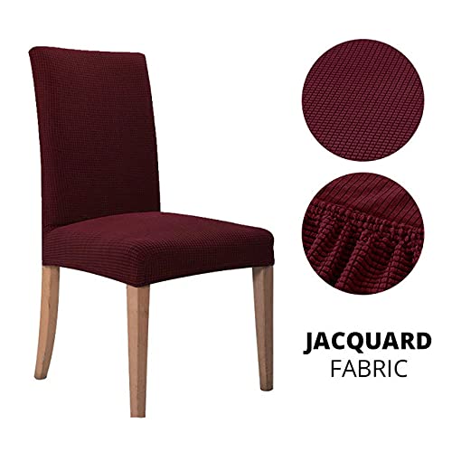 Housse de salle à manger élastique bordeaux protégeant vos chaises des taches - 3