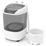 COSTWAY 2 in 1 Portable Washing Machine, Mini Single Tub Washer Spin Dryer with Spin Tub & Timing Function, Compact Laundry Washer for Flats, Dorm, RV, Camping (Grey)