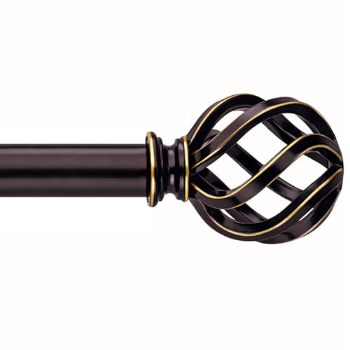 Curtain Rods 18 to 45 Inches, 1 Inch Modern Drapery Rods, Adjustable Heavy Duty Curtain Rod, with Twisted Cage Finial for Home & Office (18"-45"Bronze