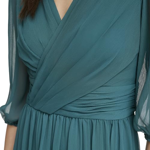 Image of DKNY Women's Long Chiffon V-Neck Dress