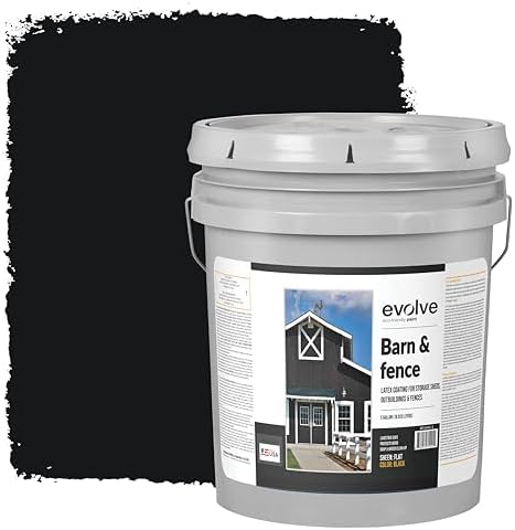 EVOLVE Barn & Fence: Swift Shield High Durability and Scratch-Resistant Paint for Storage Sheds, Outbuildings, and Fences (5 Gallon, Black)